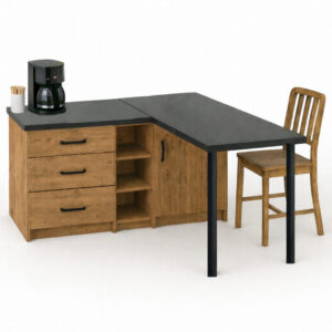 Nara L Mutfak Adası - 3 Çekmeceli 1 Kapaklı - Çok Amaçlı Dolap - Alt Modül - Kiler -130 CM - AtlantikÇam-Antrasit