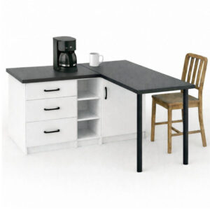 Nara L Mutfak Adası - 3 Çekmeceli 1 Kapaklı - Çok Amaçlı Dolap - Alt Modül - Kiler -130 CM - Beyaz-Antrasit