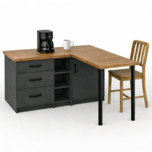 Nara L Mutfak Adası - 3 Çekmeceli 1 Kapaklı - Çok Amaçlı Dolap - Alt Modül - Kiler -130 CM - Antrasit-AtlantikÇam