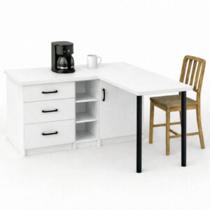 Nara L Mutfak Adası - 3 Çekmeceli 1 Kapaklı - Çok Amaçlı Dolap - Alt Modül - Kiler -130 CM - Beyaz