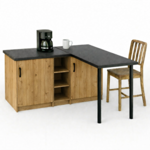 Sara L Mutfak Adası - 2 Kapaklı - Çok Amaçlı Dolap - Alt Modül - Kiler - 130 CM - AtlantikÇam-Antrasit