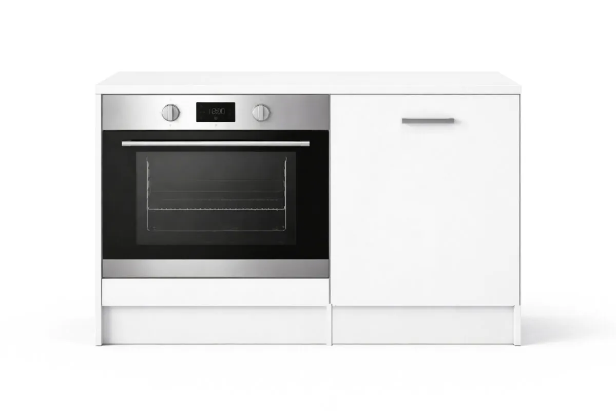 Mia Ankastre Fırın Modülü-Çok Amaçlı Dolap -110 cm -1 Kapaklı-Laminat Beyaz Tezgah Dahil - Beyaz - Görsel 2