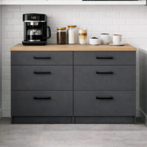 İzel Mutfak 6 Çekmeceli Alt Modül-Çok Amaçlı Dolap-Kiler Dolabı 120 Cm -Tezgah Dahil - Antrasit-AtlantikÇam