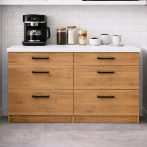 İzel Mutfak 6 Çekmeceli Alt Modül-Çok Amaçlı Dolap-Kiler Dolabı 120 Cm -Tezgah Dahil - Atlantik Çam