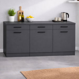 Diva 3 Çekmeceli-3 Kapaklı Mutfak Alt Modül-Çok Amaçlı Dolap-Kiler Dolabı 180 Cm -Tezgah Dahil - Antrasit