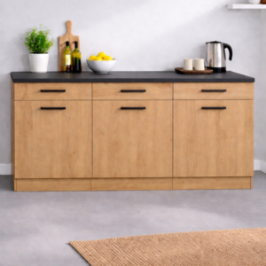 Diva 3 Çekmeceli-3 Kapaklı Mutfak Alt Modül-Çok Amaçlı Dolap-Kiler Dolabı 180 Cm -Tezgah Dahil - Atlantik Çam