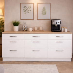 Sia 9 Çekmeceli Mutfak Alt Modül-Çok Amaçlı Dolap-Kiler Dolabı 180 Cm -Tezgah Dahil - Beyaz