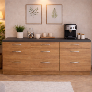 Sia 9 Çekmeceli Mutfak Alt Modül-Çok Amaçlı Dolap-Kiler Dolabı 180 Cm -Tezgah Dahil - Atlantik Çam