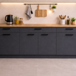 Tiny Mutfak 3 Çekmeceli 4 Kapaklı Alt Modül 200 cm - Çok Amaçlı Dolap -Tezgah Dahil - Antrasit