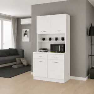 Ola Çok Amaçlı Dolap-Mikrodalga-Erzak-Airfryer-Mutfak-Kiler Dolabı-Kahve Köşesi-Beyaz