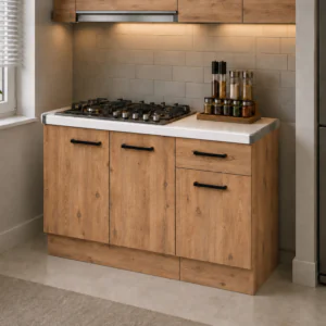 Lark Mutfak 3 Kapaklı 1 Çekmeceli Mutfak Alt Modül 100 cm - Çok Amaçlı Dolap -Beyaz Laminat Tezgah Dahil -AtlantikÇam
