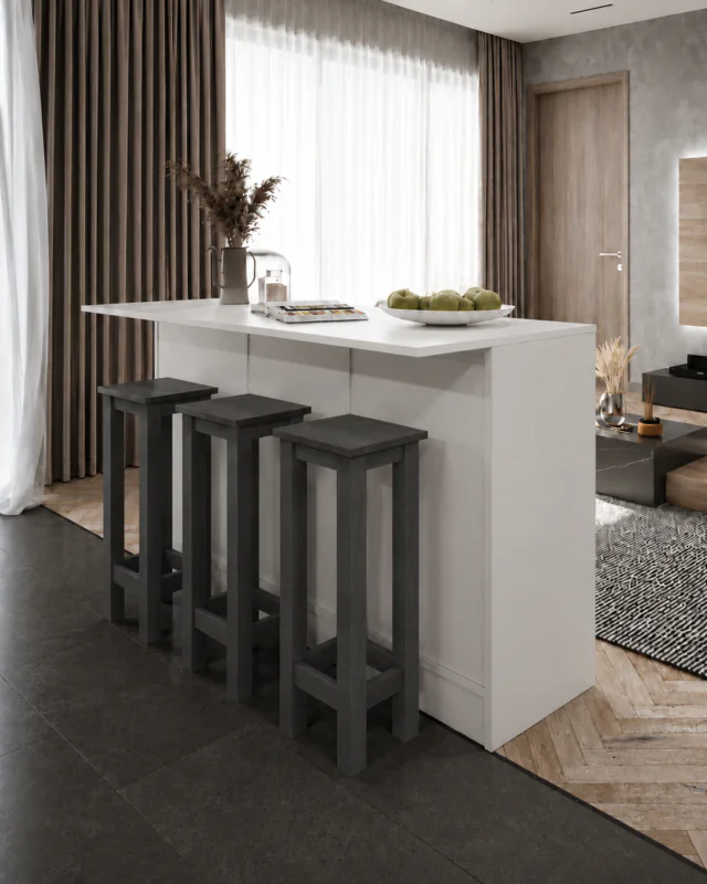 Gora Tabure - 40cm - Bar Sandalyesi - Bar Taburesi - Antrasit - Görsel 3