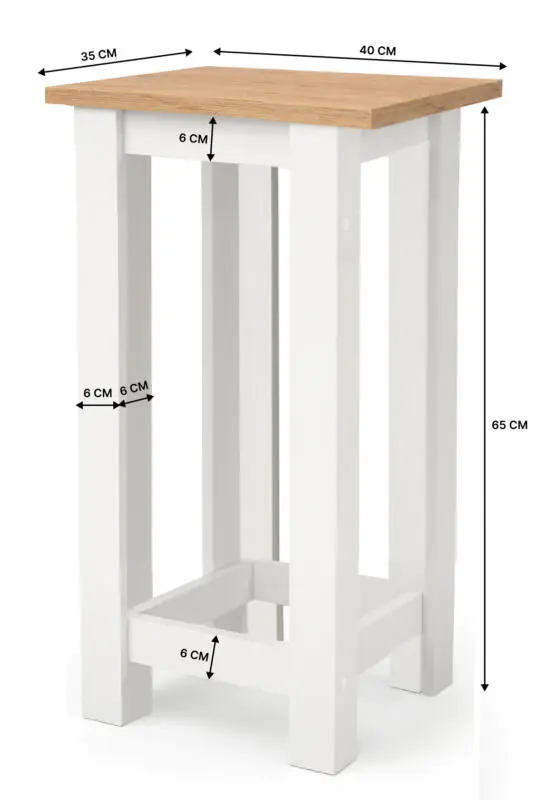 Gora Tabure - 40cm - Bar Sandalyesi - Bar Taburesi - Beyaz-Atlantikçam - Görsel 2