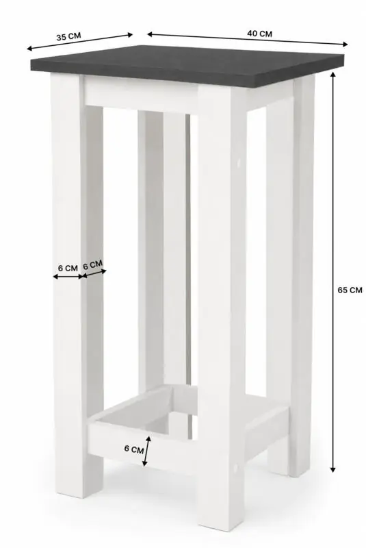 Gora Tabure - 40cm - Bar Sandalyesi - Bar Taburesi - Beyaz-Antrasit - Görsel 2