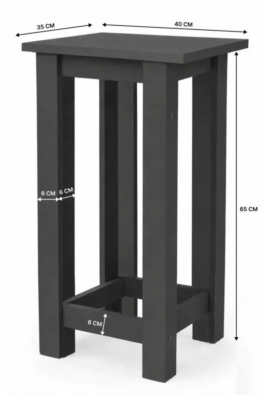 Gora Tabure - 40cm - Bar Sandalyesi - Bar Taburesi - Antrasit - Görsel 2